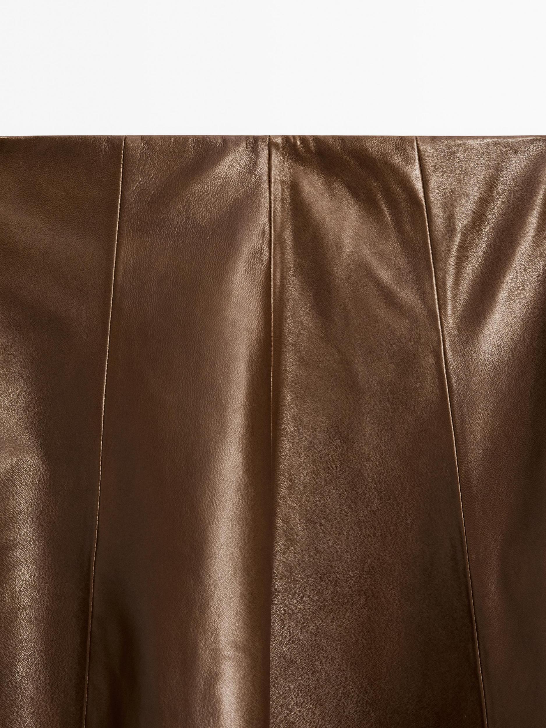 Nappa leather flared midi skirt Product Image