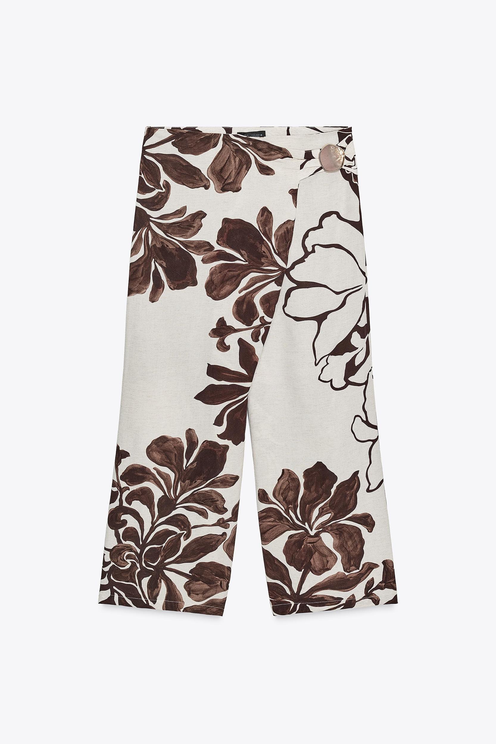 FLORAL PRINT WRAP PANTS Product Image