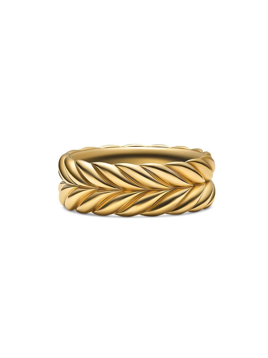Mens Chevron Band Ring in 18K Yellow Gold, 9MM Product Image