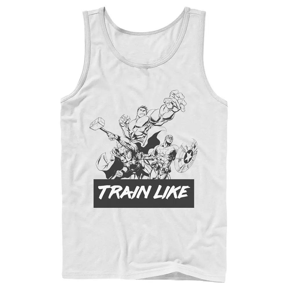 Men's Marvel Train Like The Avengers Outline Portrait Tank Top, Boy's, Size: Large, White Product Image
