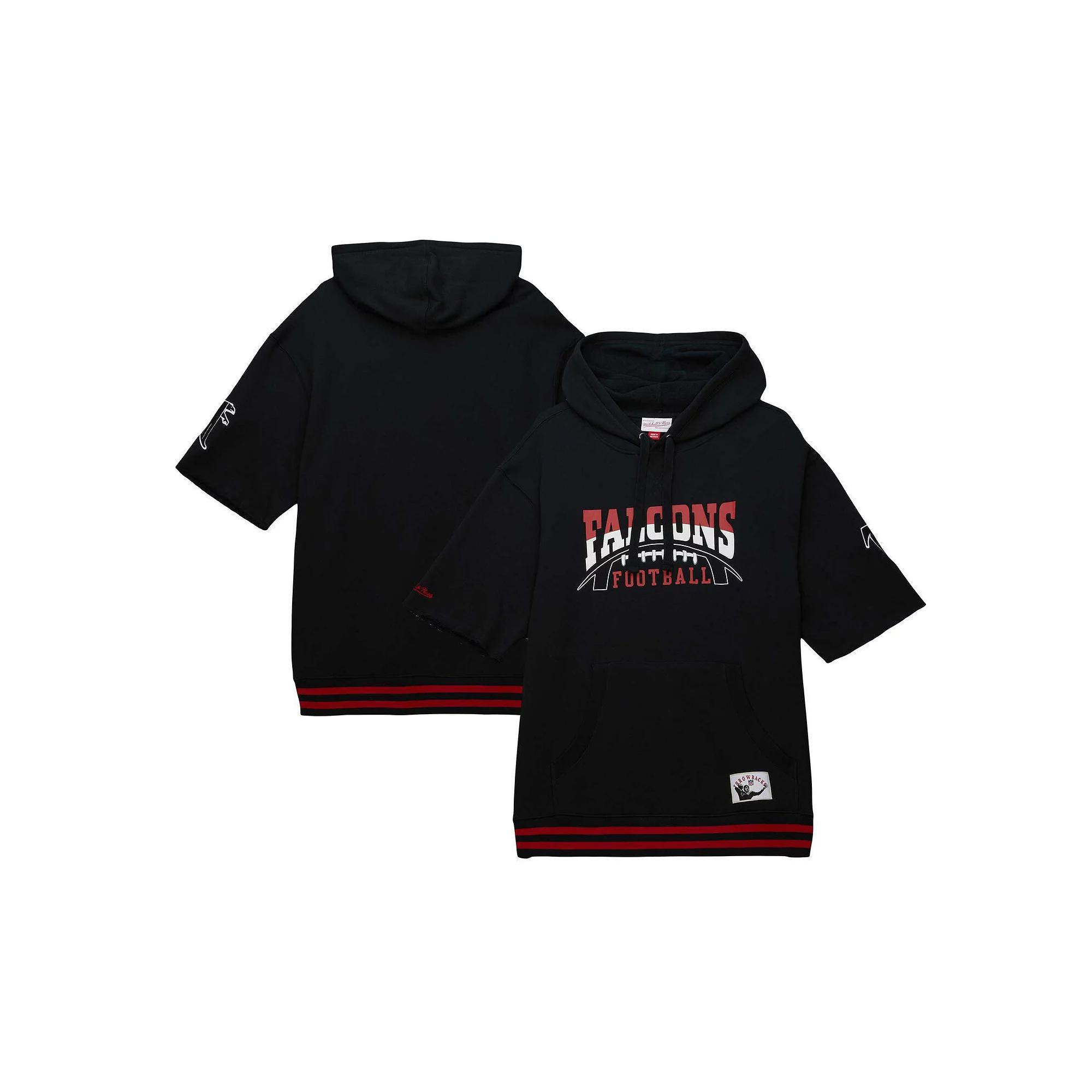 Men's Mitchell & Ness Black Atlanta Falcons Pre-Game Short Sleeve Pullover Hoodie, Size: XL Product Image