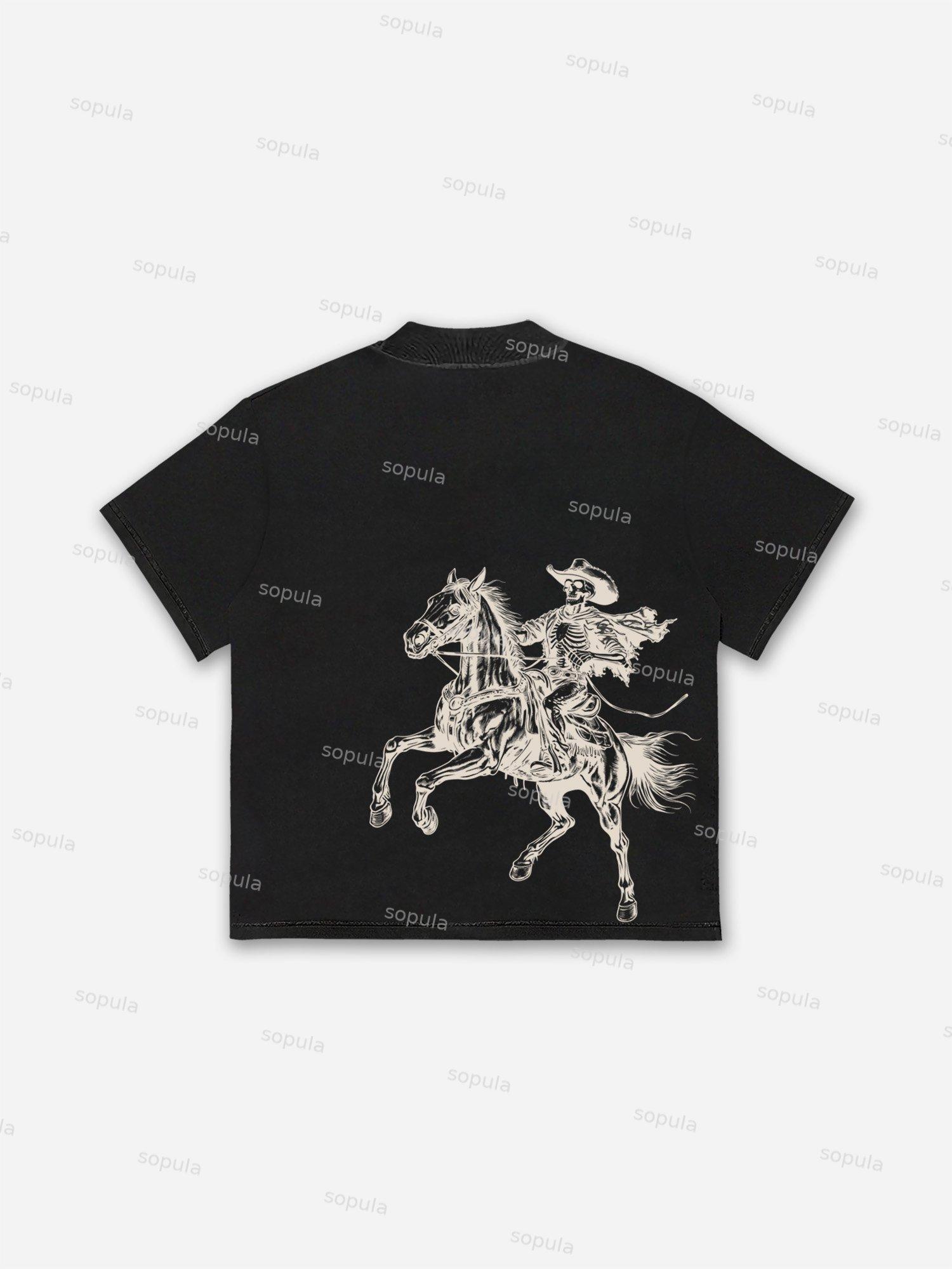 Live Free, Die Hard Western Cowboy Graphic Cotton T-shirt Product Image