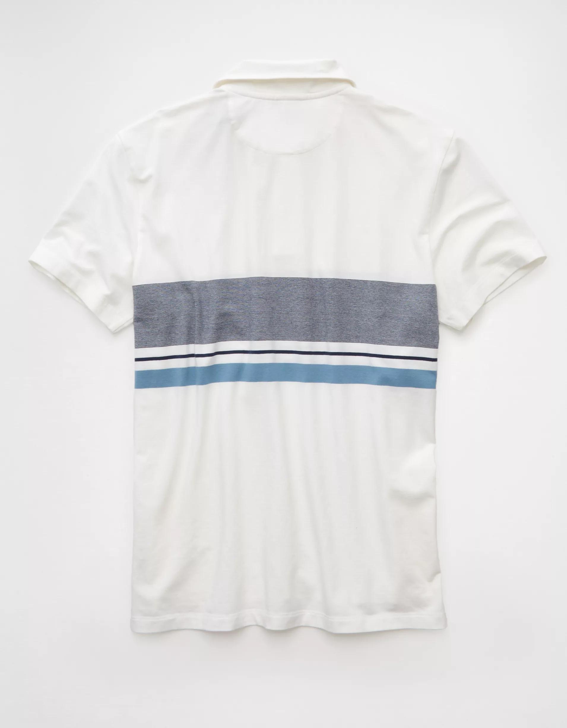 AE 24/7 Club Logo Striped Polo Shirt Product Image
