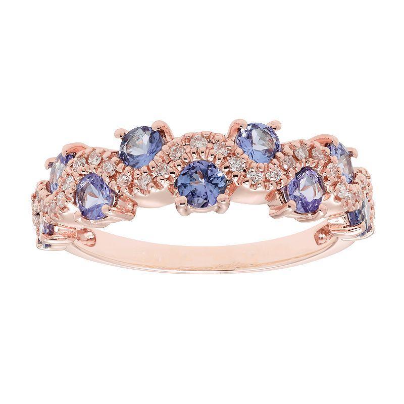 The Regal Collection 14k Gold 1/6 Carat T.W. Diamond & Tanzanite Ring, Women's, Size: 7, 14k Rose Gold Product Image