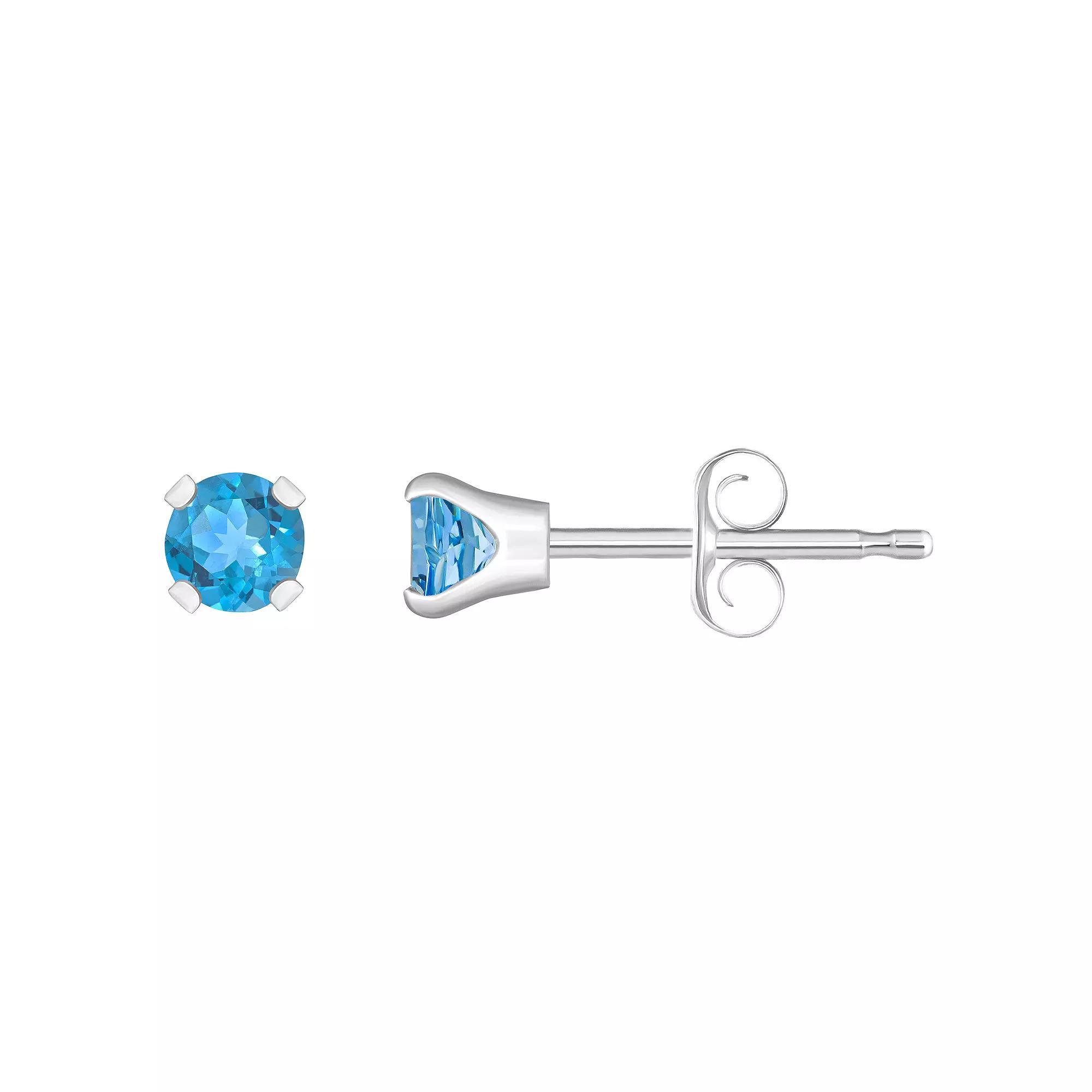 14k White Gold Gemstone Stud Earrings, Women's, December Product Image