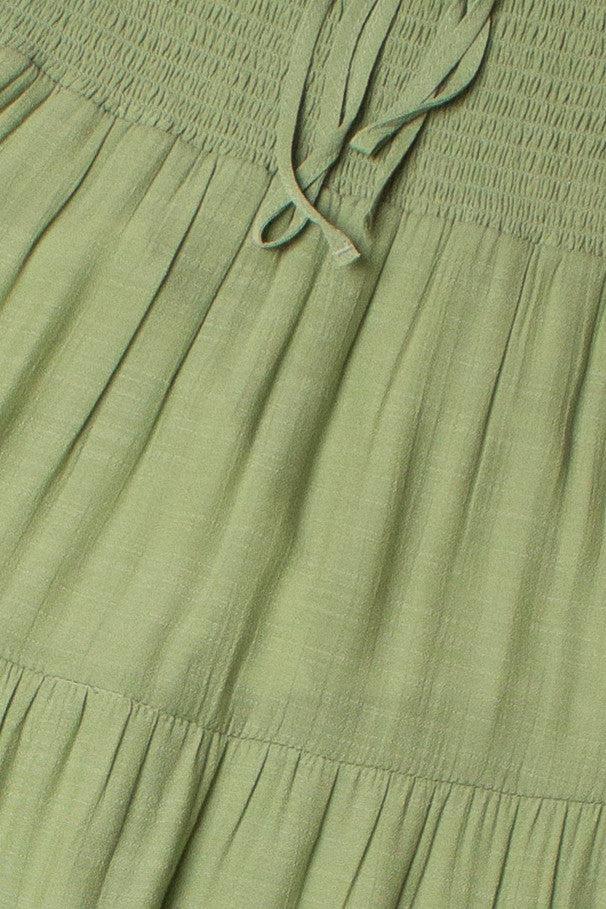 Moss Green Smocked Waist Maxi Skirt Product Image