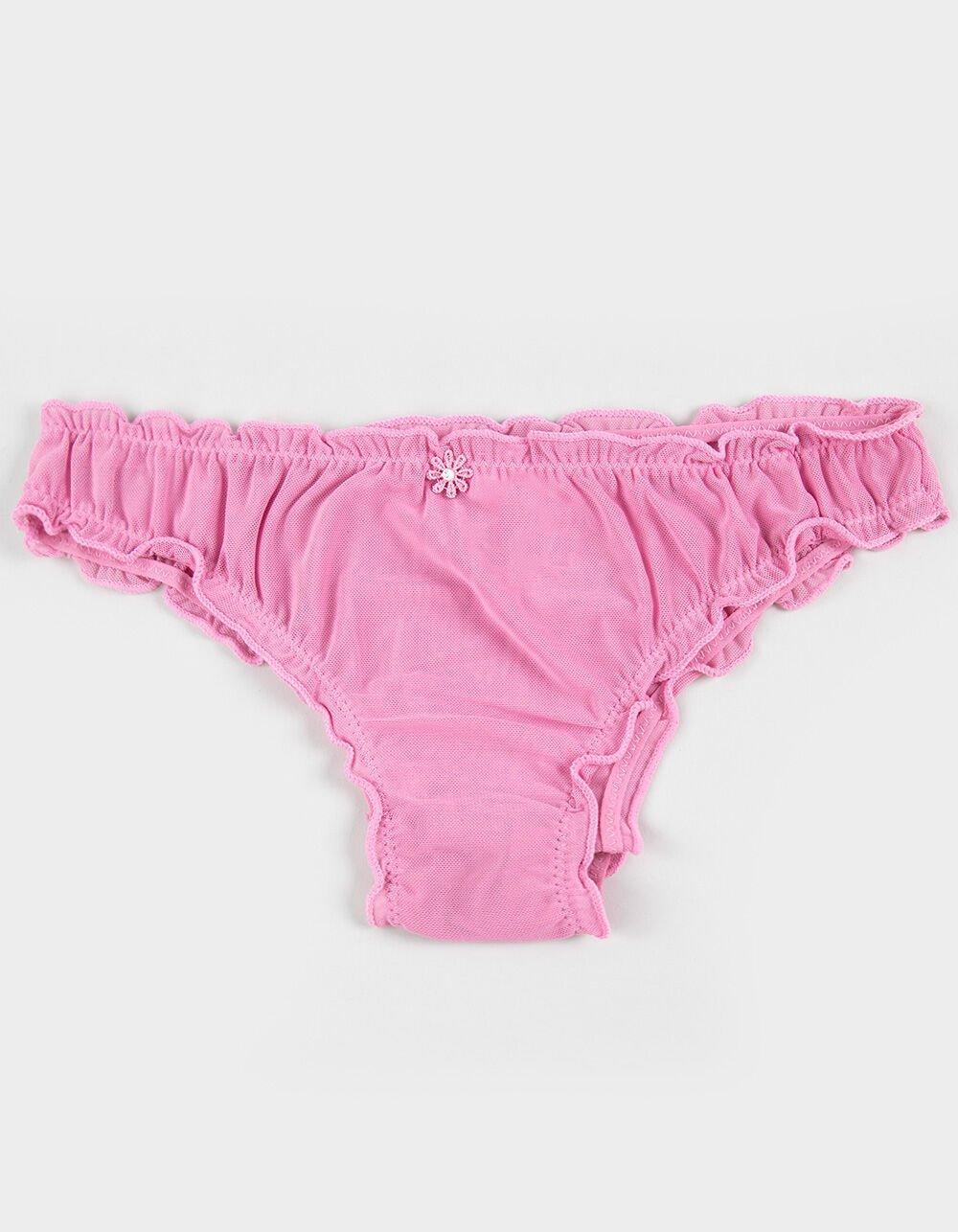 FULL TILT Lettuce Edge Mesh Bikini Panties - BLUE Product Image