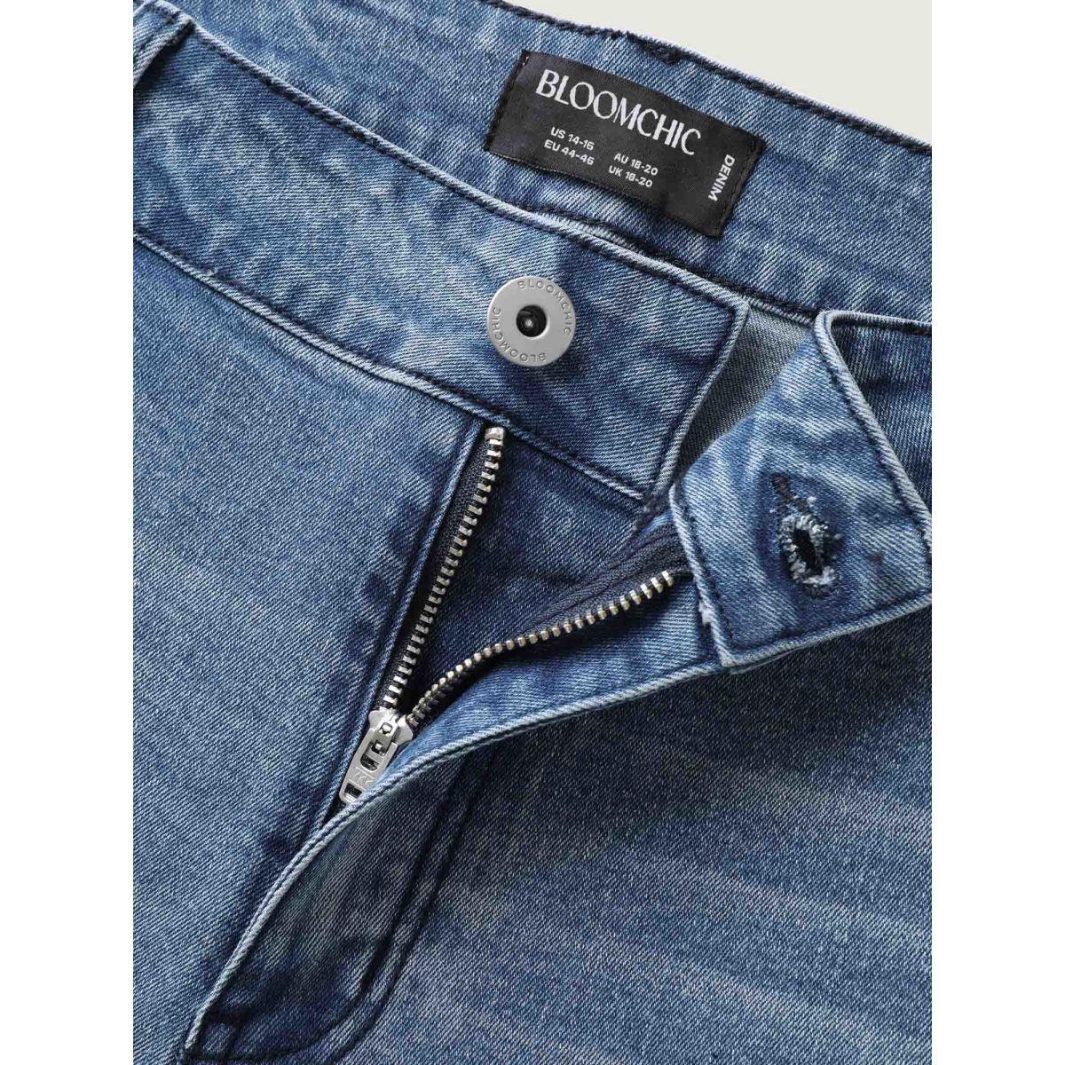 Plus Size Stretch Butt-Lifting Flare Jeans Women Denimblue High stretch Slanted pocket Jeans BloomChic 28/5X Product Image