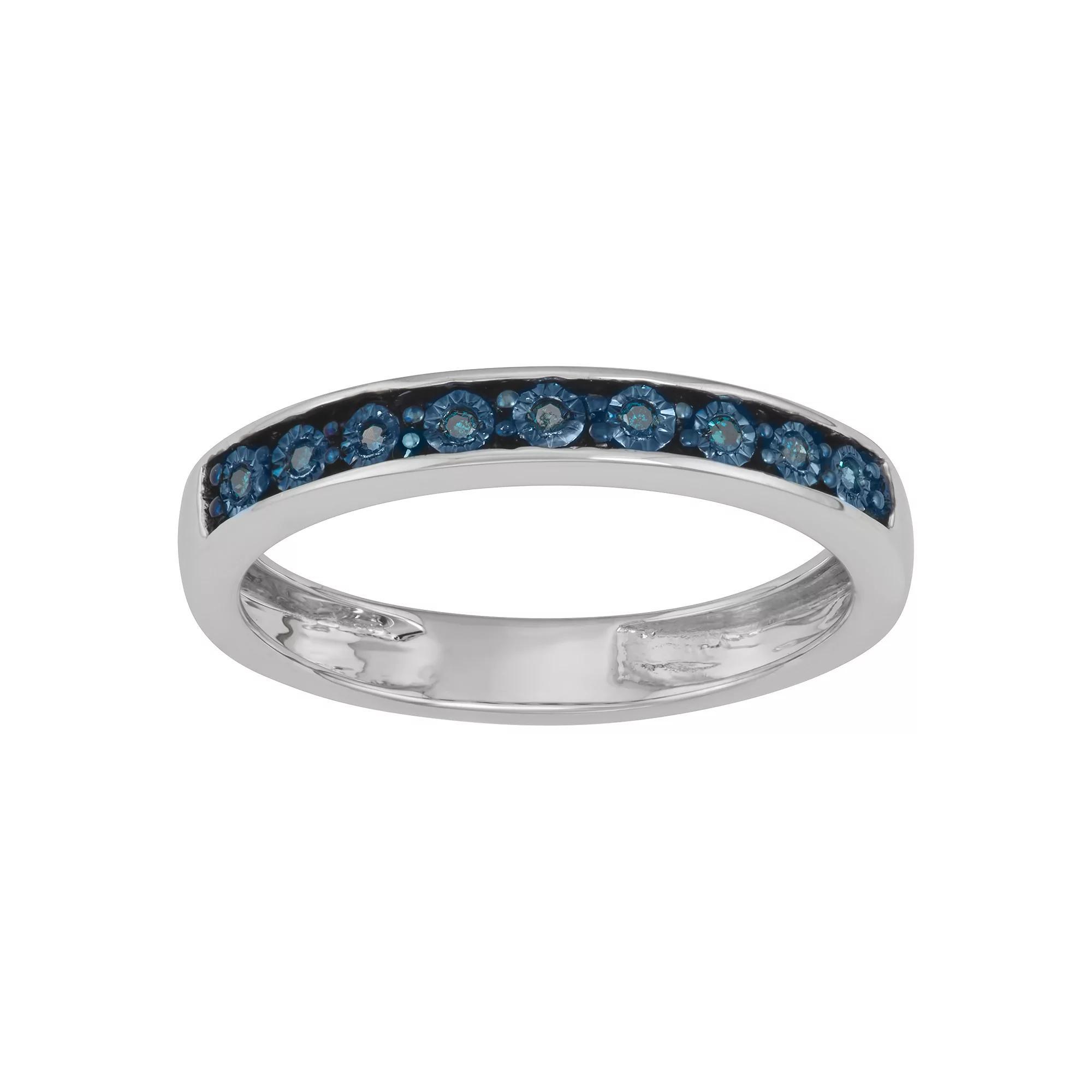 Sterling Silver & Blue Diamond Accent Band, Women's, Size: 7 Product Image