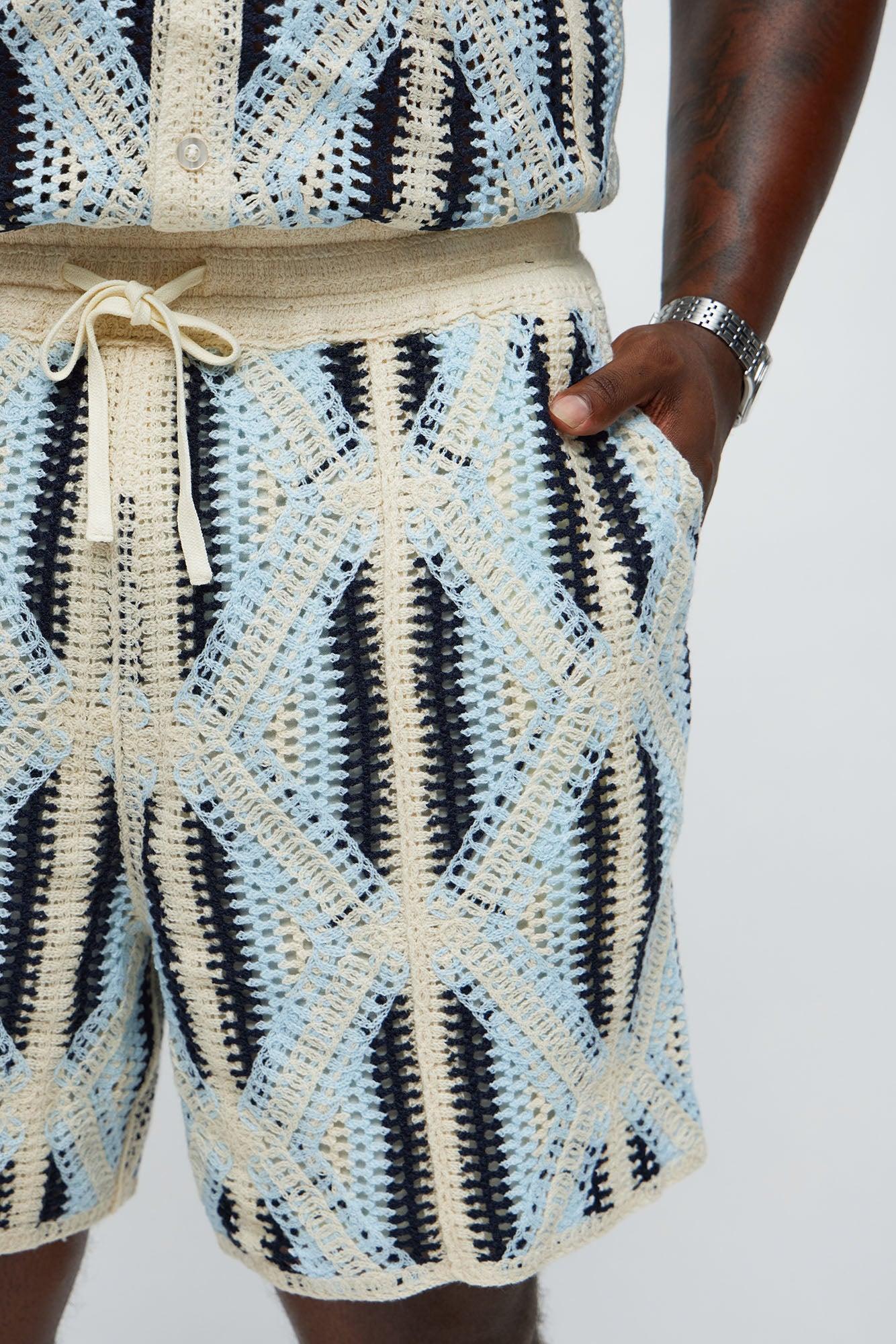 Triangles Knit Short - Blue/combo Product Image