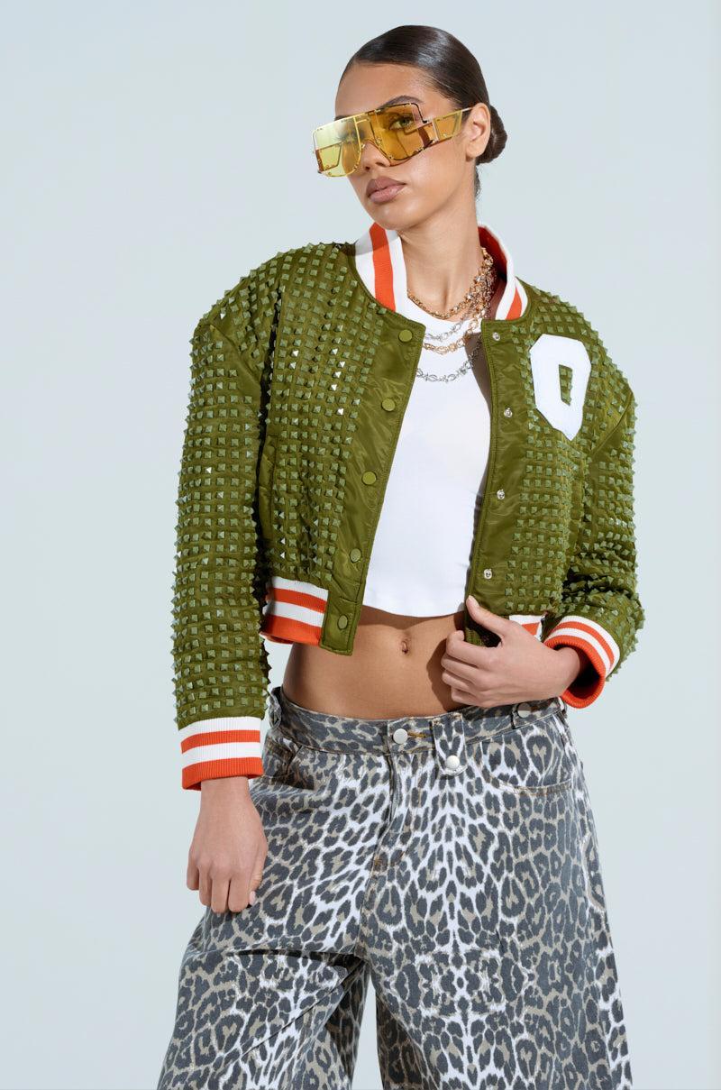 CHILL PILL STUDDED BOMBER Product Image