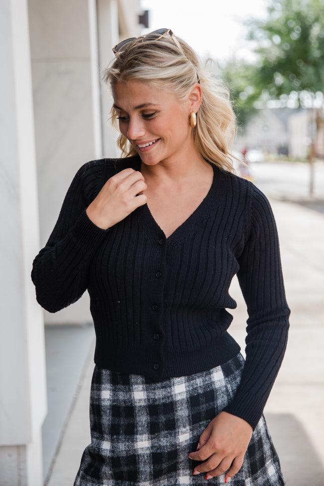 What You Needed Black Ribbed Cardigan FINAL SALE Product Image