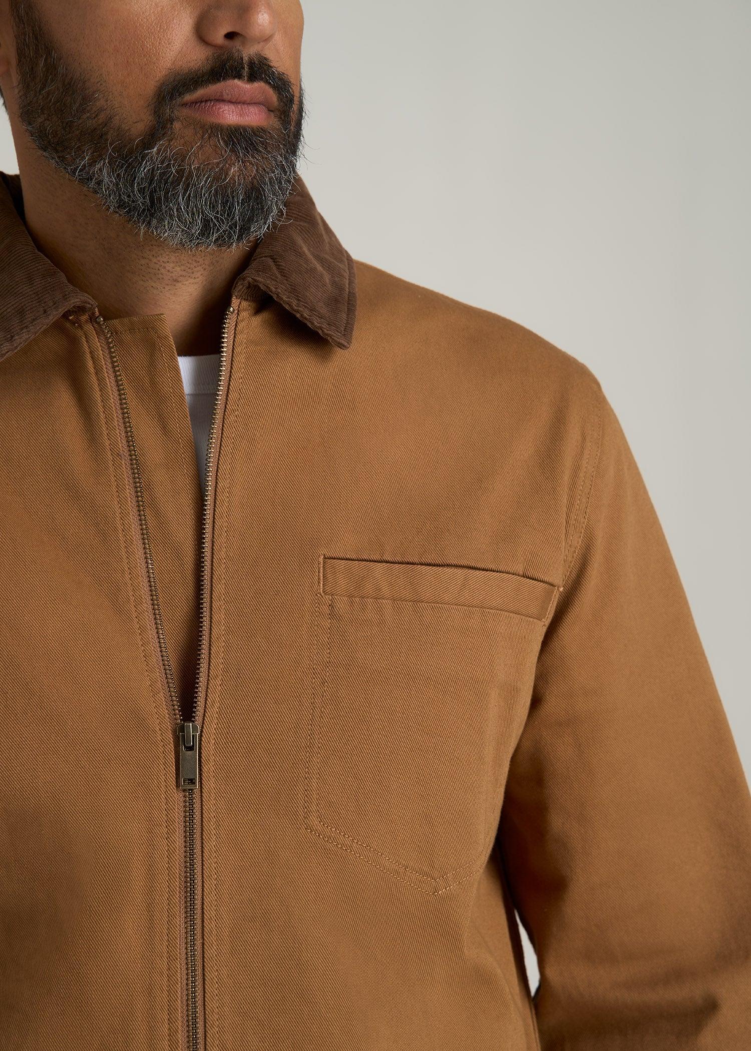 LJ&S Twill Shop Jacket for Tall Men in Dusty Brown Product Image