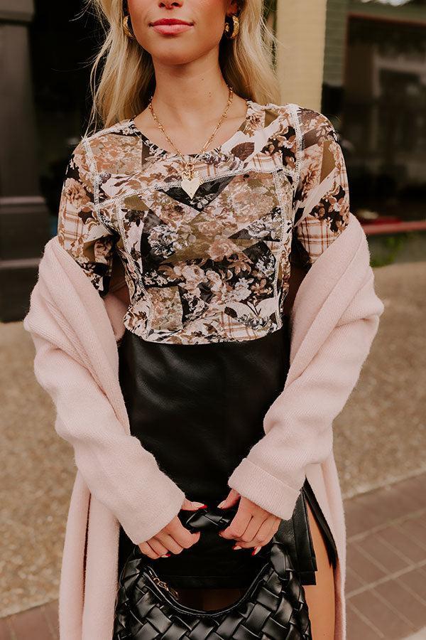 Posh Mindset Floral Mesh Top in Olive Product Image
