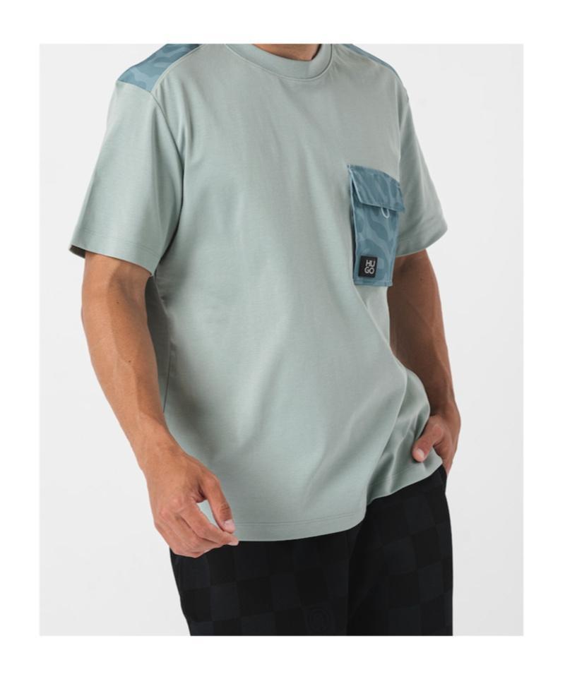 HUGO BOSS Animal-printed Trim Cotton T-shirt In Gray Product Image