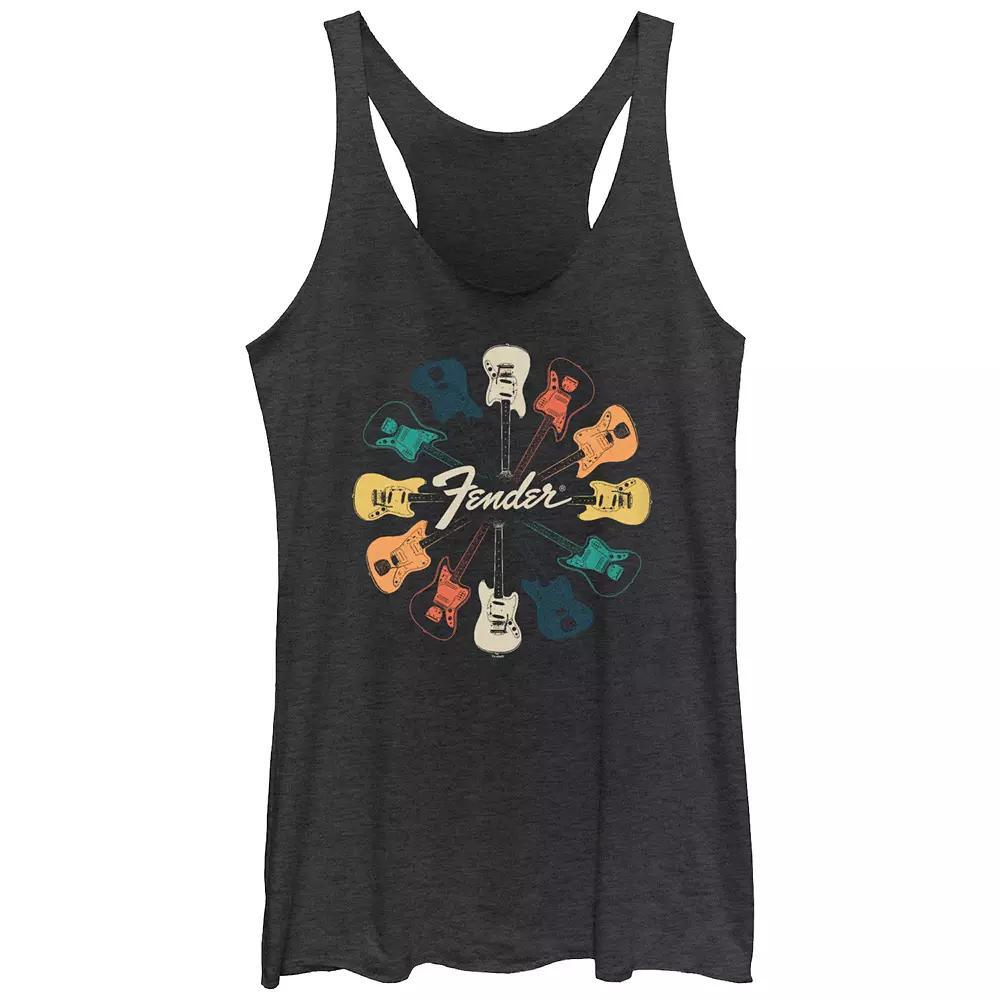 Juniors' Fender Guitar Kaleidoscope Racerback Tank Top, Girl's, Size: XS, Black Grey Product Image