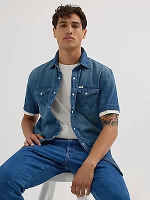 Men's Western Denim Shirt | Men's SHIRTS | Wrangler® Product Image