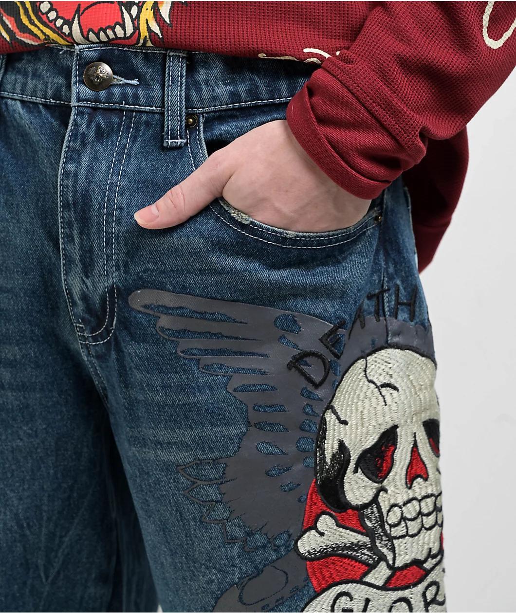 Ed Hardy Skull Mid Blue Shorts Product Image