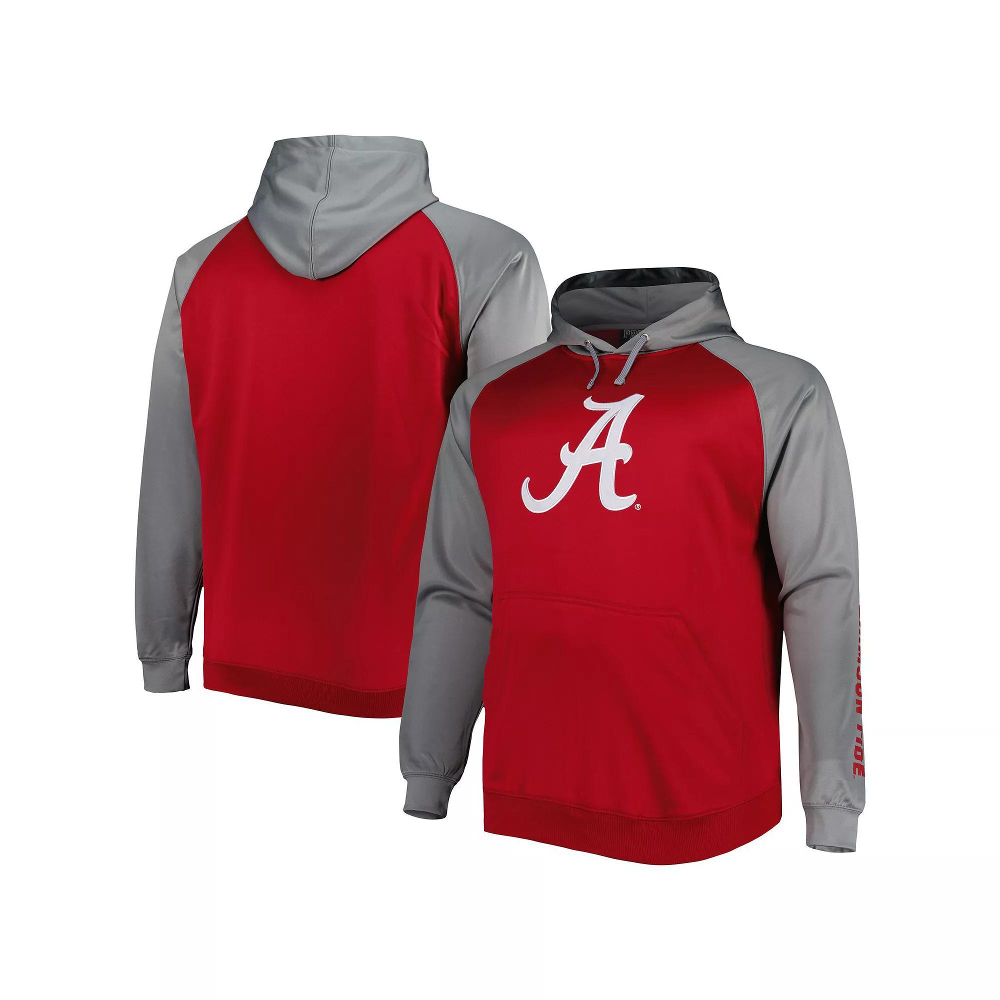 Men's Crimson Alabama Crimson Tide Big & Tall Raglan Fleece Pullover Hoodie, Size: 2XB, Red Product Image