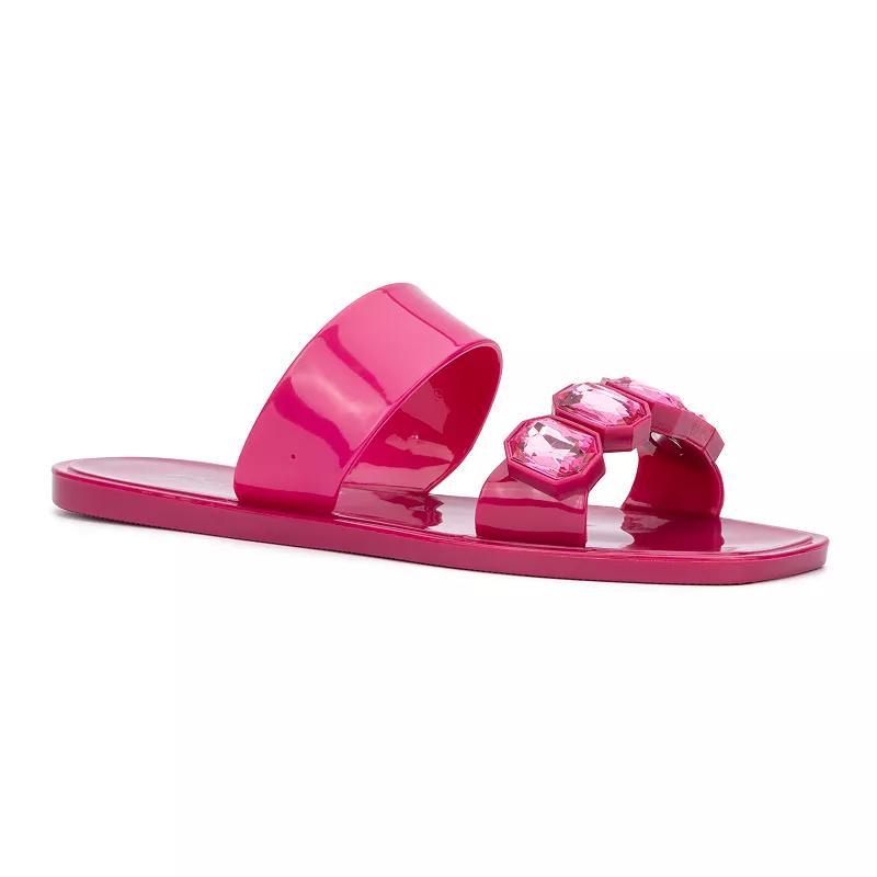 New York & Company Chantelle Womens Gem Jelly Slide Sandals Product Image