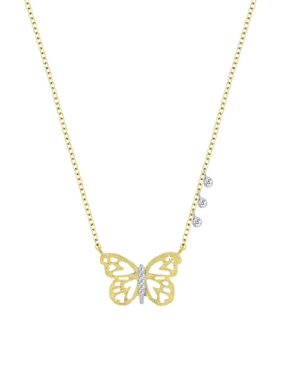 Meira T 14K White & Yellow Gold Butterfly Pendant Necklace, 16 Product Image