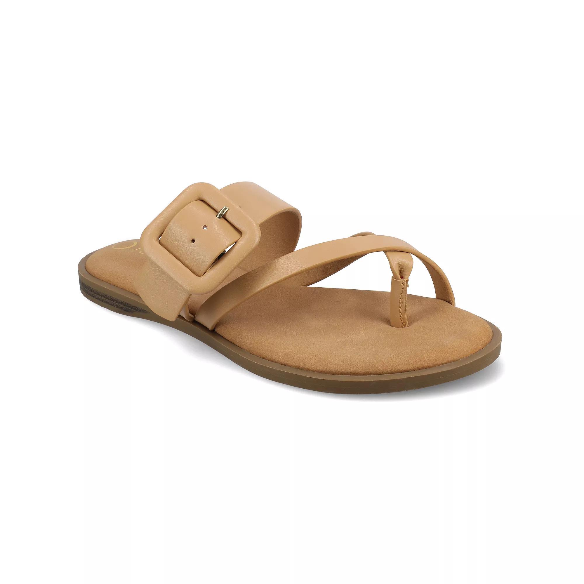 Journee Layra Women's Slip-On Toe Post Flat Sandals, Size: 9.5 Product Image