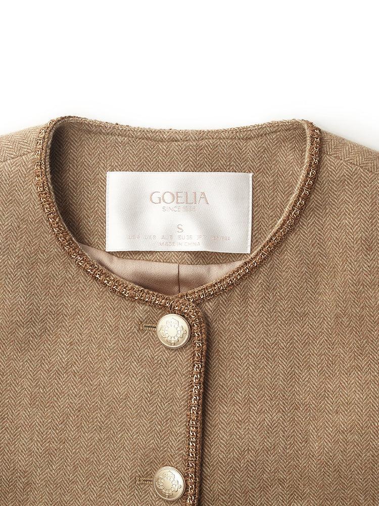 Washable Wool Round Neck Single-Breasted Women Jacket Product Image