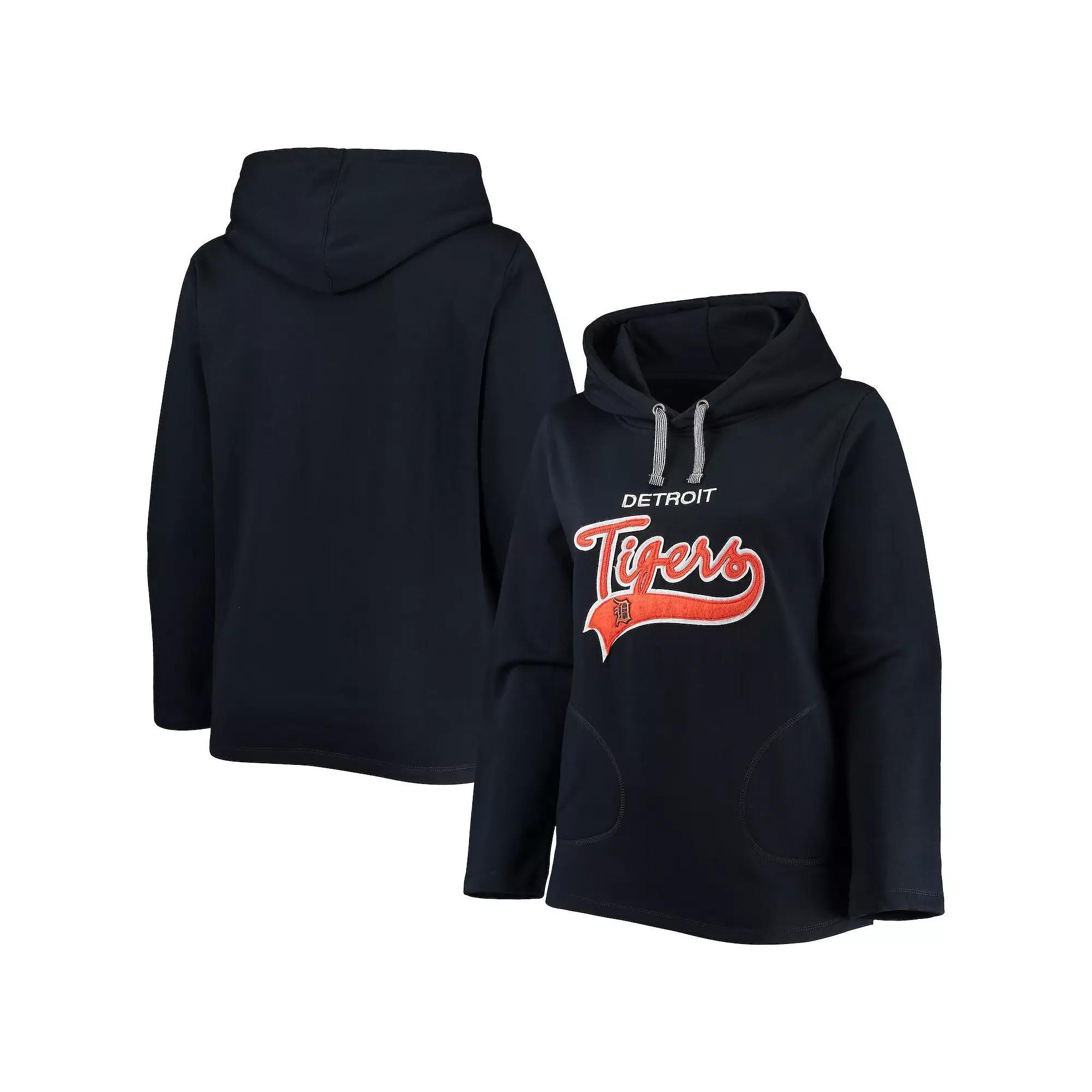 Women's Soft as a Grape Navy Detroit Tigers Plus Size Side Split Pullover Hoodie, Size: 2XL, Blue Product Image