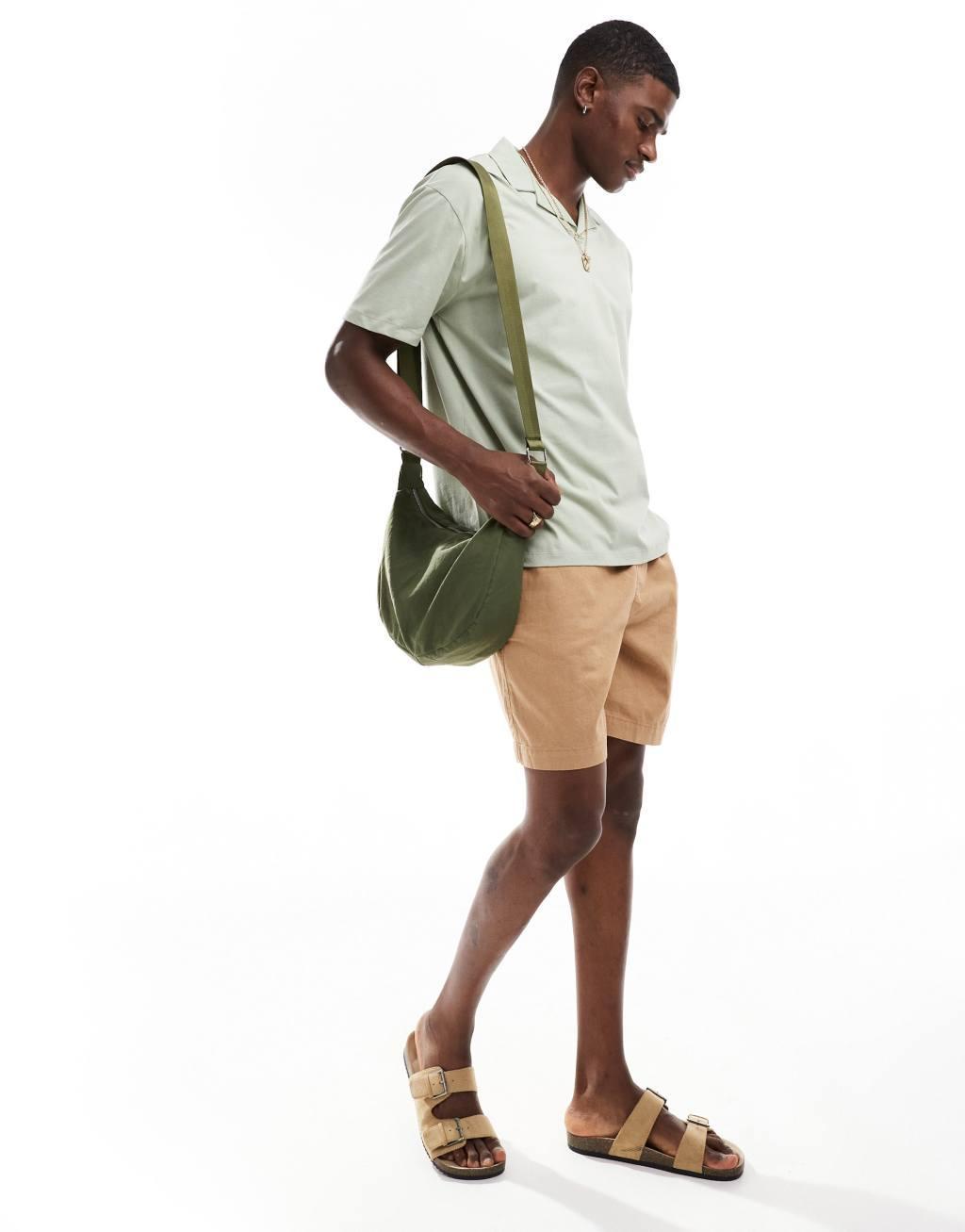 ASOS DESIGN oversized polo with back print in light green Product Image