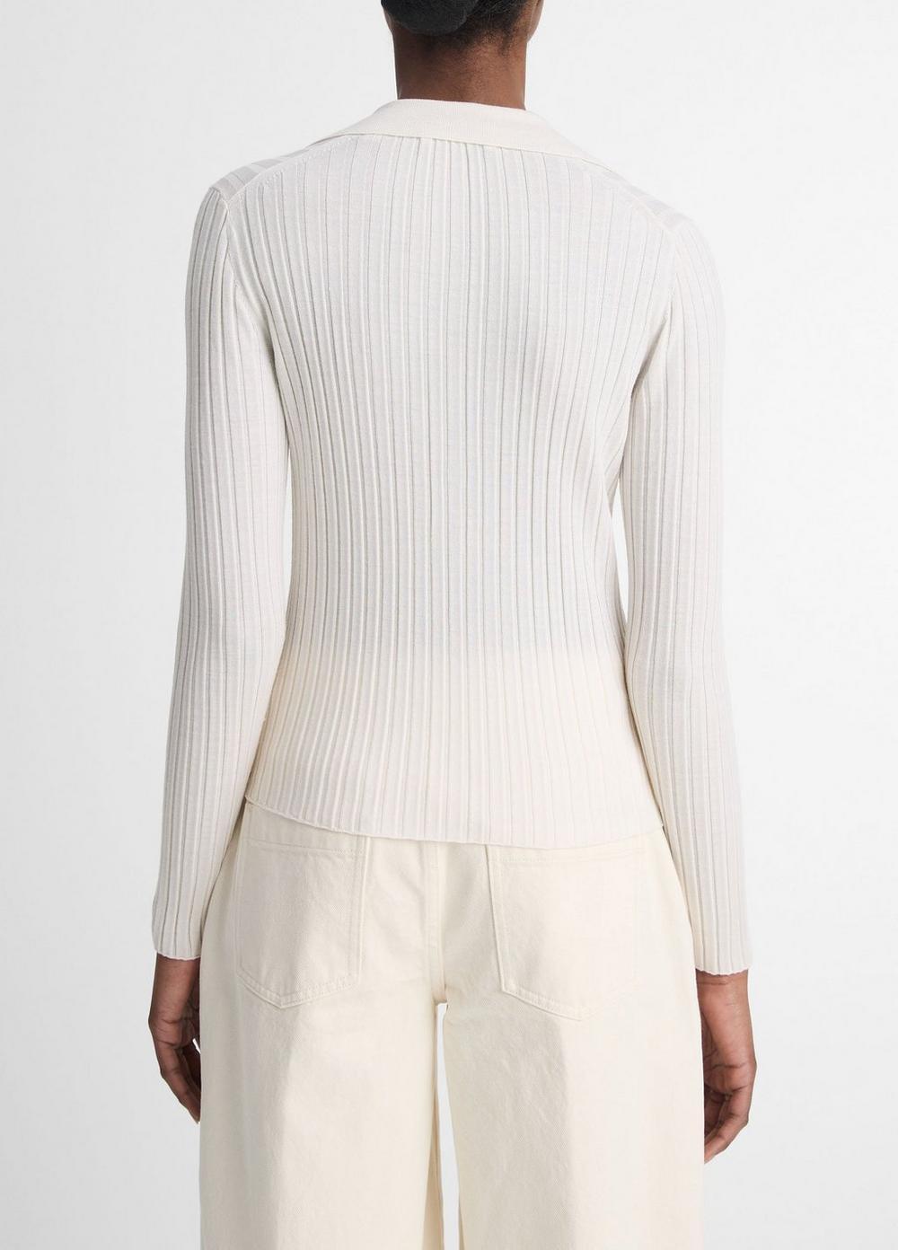 Womens Italian Wool-Blend Snap Polo Sweater, Off White, Size XS Vince Product Image