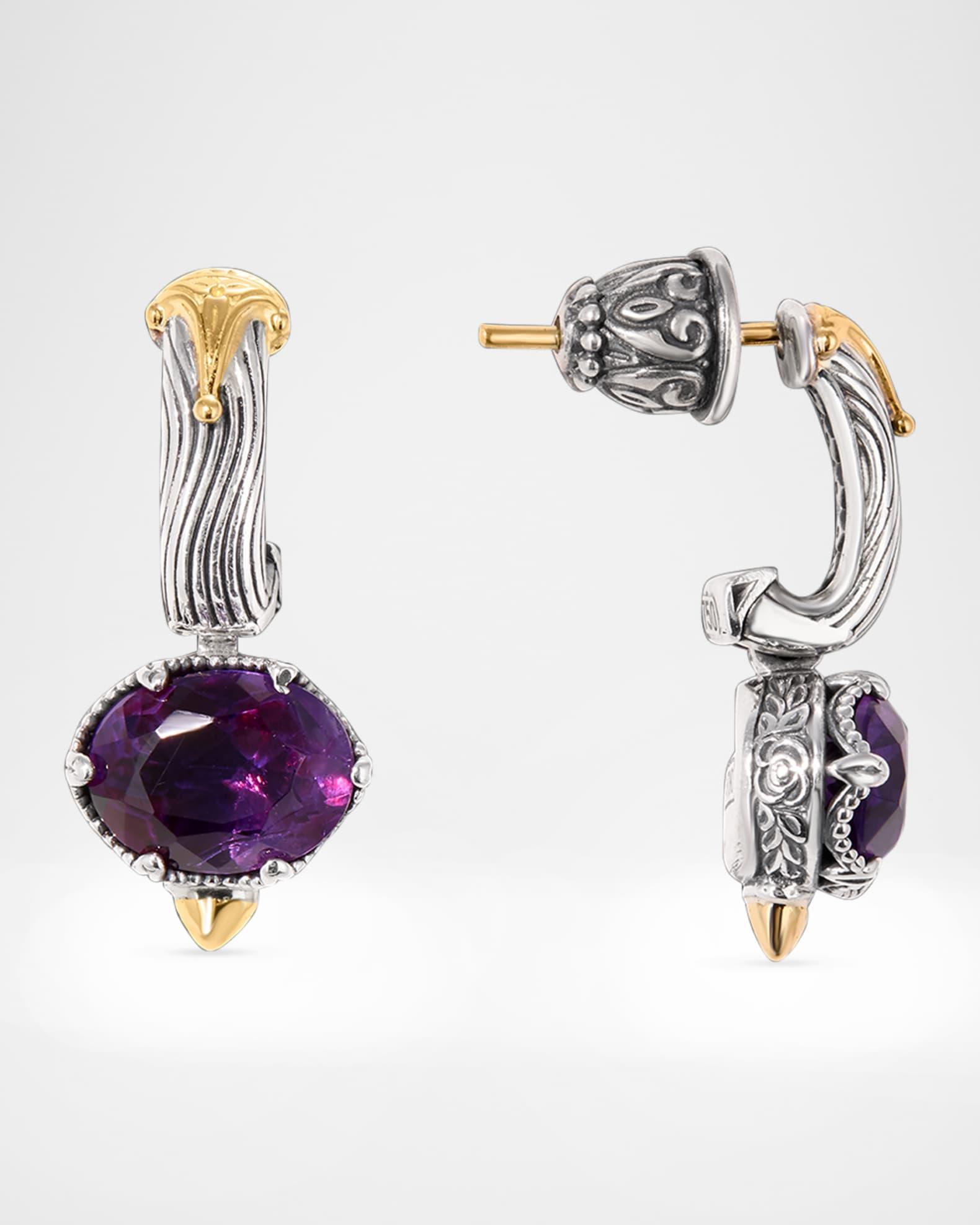 Kyma Silver and Gold Amethyst Faceted Earrings Product Image