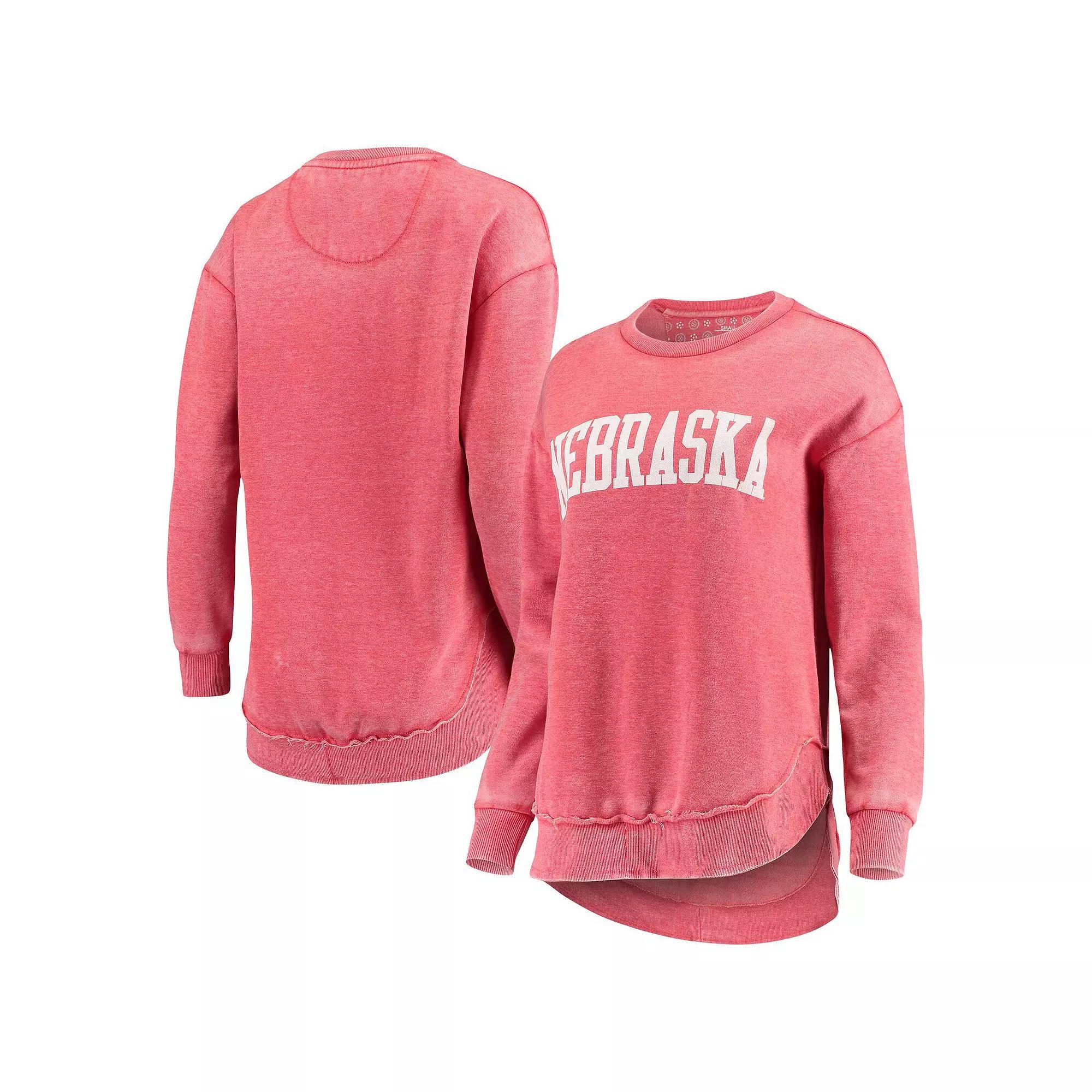 Women's Pressbox Scarlet Nebraska Huskers Vintage Wash Pullover Sweatshirt, Size: Small, Red Product Image