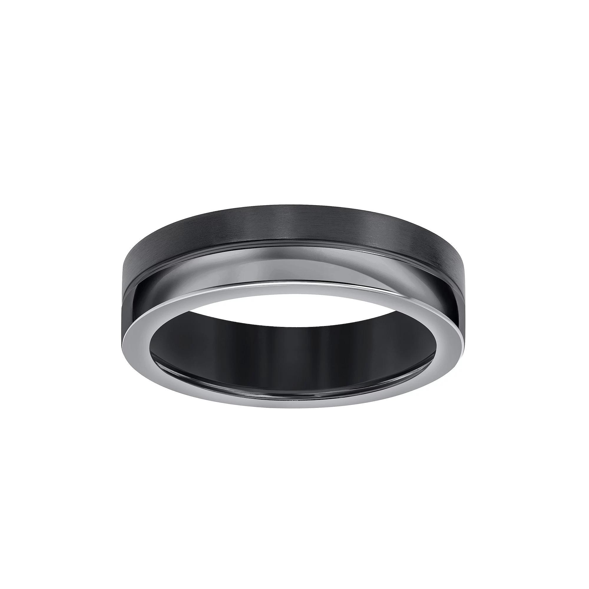 AXL Black Titanium 6 mm Flat Comfort Fit Men's Band, Size: 13, Black silver Product Image
