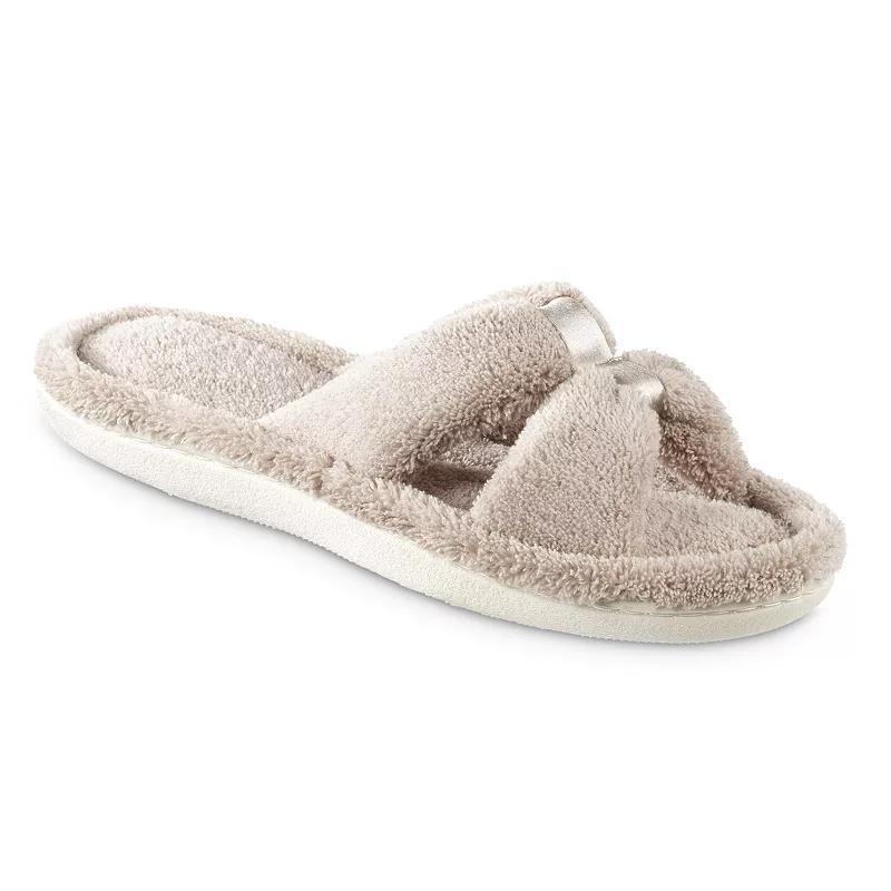 Women's isotoner Memory Foam Microterry X-Slide Slippers with Satin Trim, Size: 7-8, Black Product Image