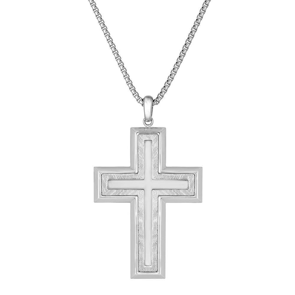 Men's LYNX Stainless Steel Cross Pendant Necklace, Size: 24" Product Image