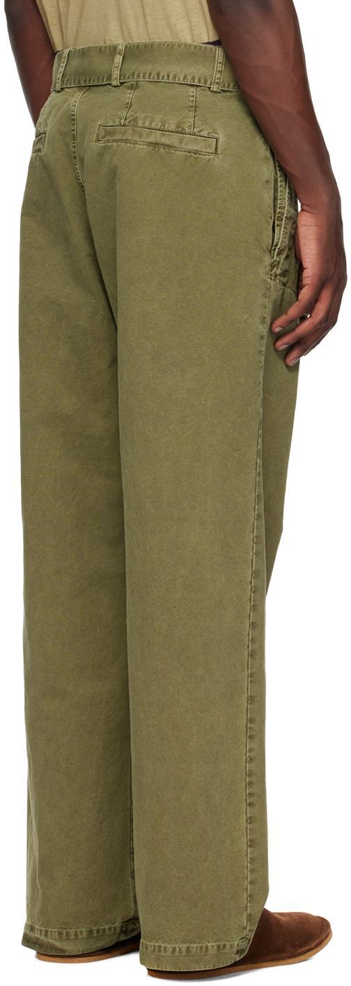 DRIES VAN NOTEN Khaki Belted Trousers In 606 Kaki Product Image