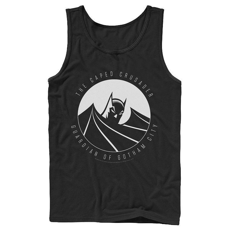 Men's DC Comics Batman The Caped Crusader Text Poster Tank Top, Size: Small, Grey Product Image