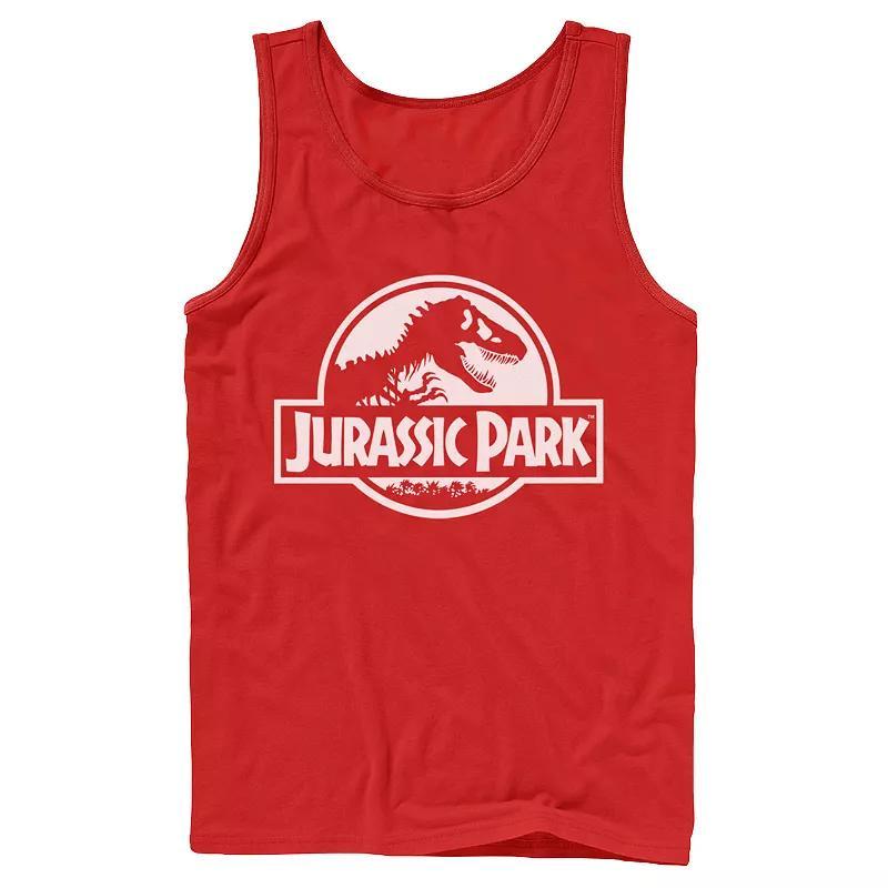 Men's Jurassic Park Beige Flat Movie Logo Tank Top, Size: Large, White Product Image