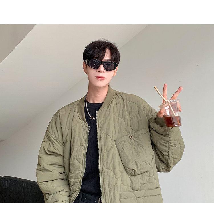 Quilted Plain Zip-Up Jacket Product Image