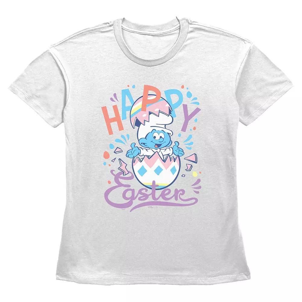 Women's Smurfs Happy Easter Baby Smurf Graphic Tee, Size: Large, White Product Image