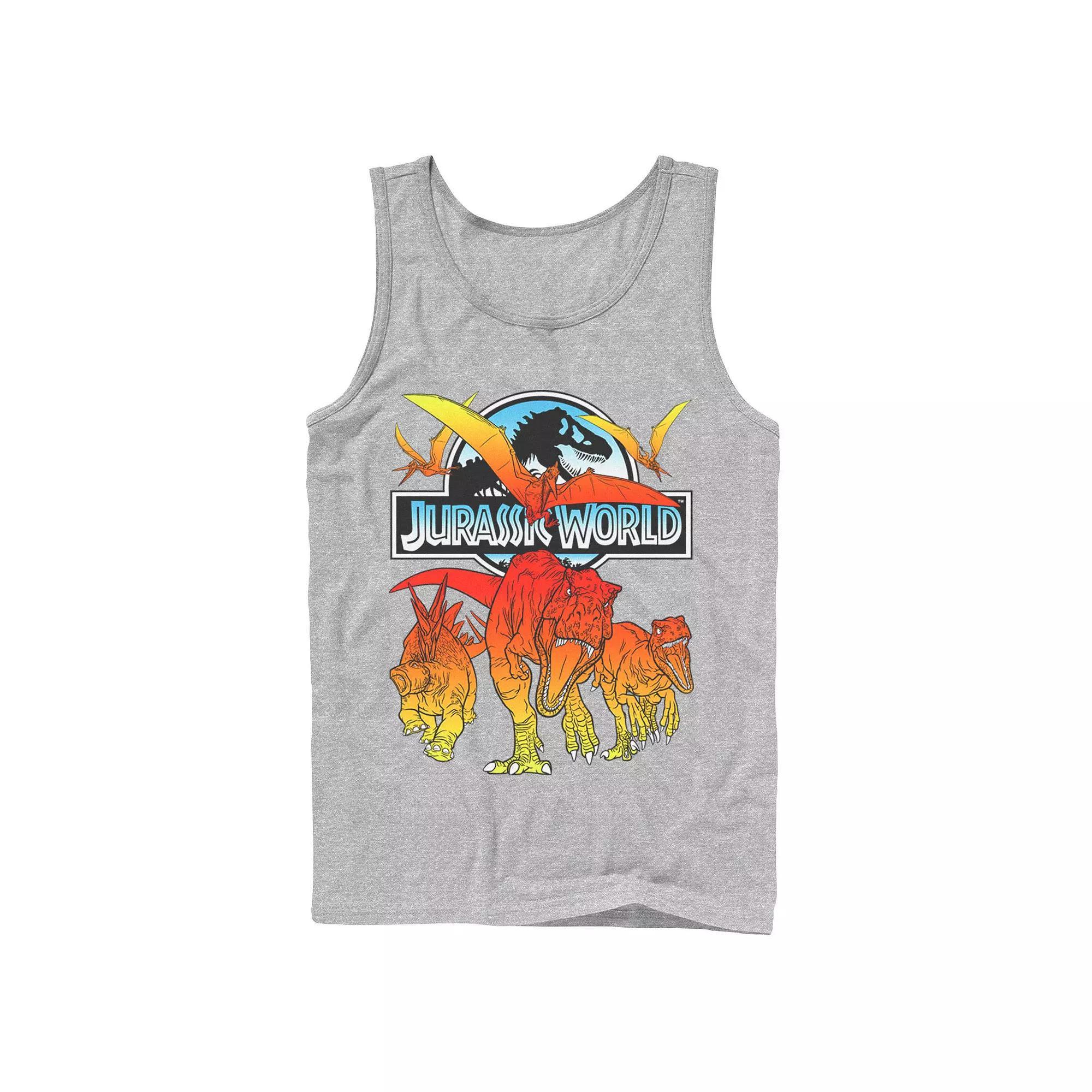 Men's Jurassic World Two Dino Charging Comic Pop Tank Top, Size: Large, Athletic Grey Product Image