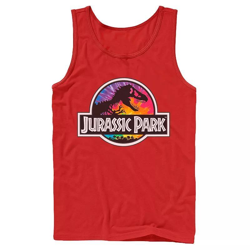 Men's Jurassic Park Tie Dye Classic Logo Tank Top, Size: Small, Grey Product Image