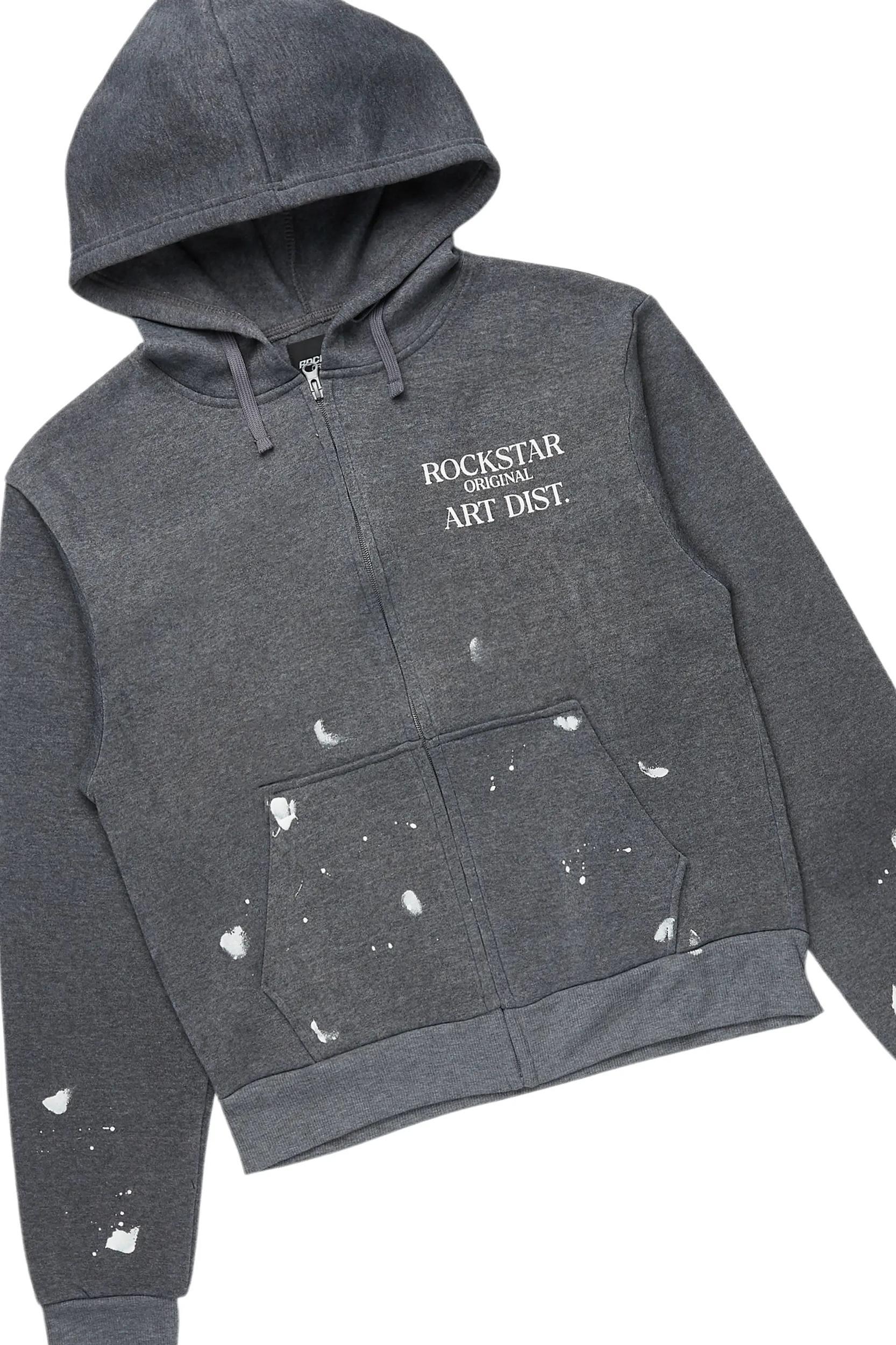 Tanazia Heather Grey Zip Up Super Stacked Trackset Female Product Image