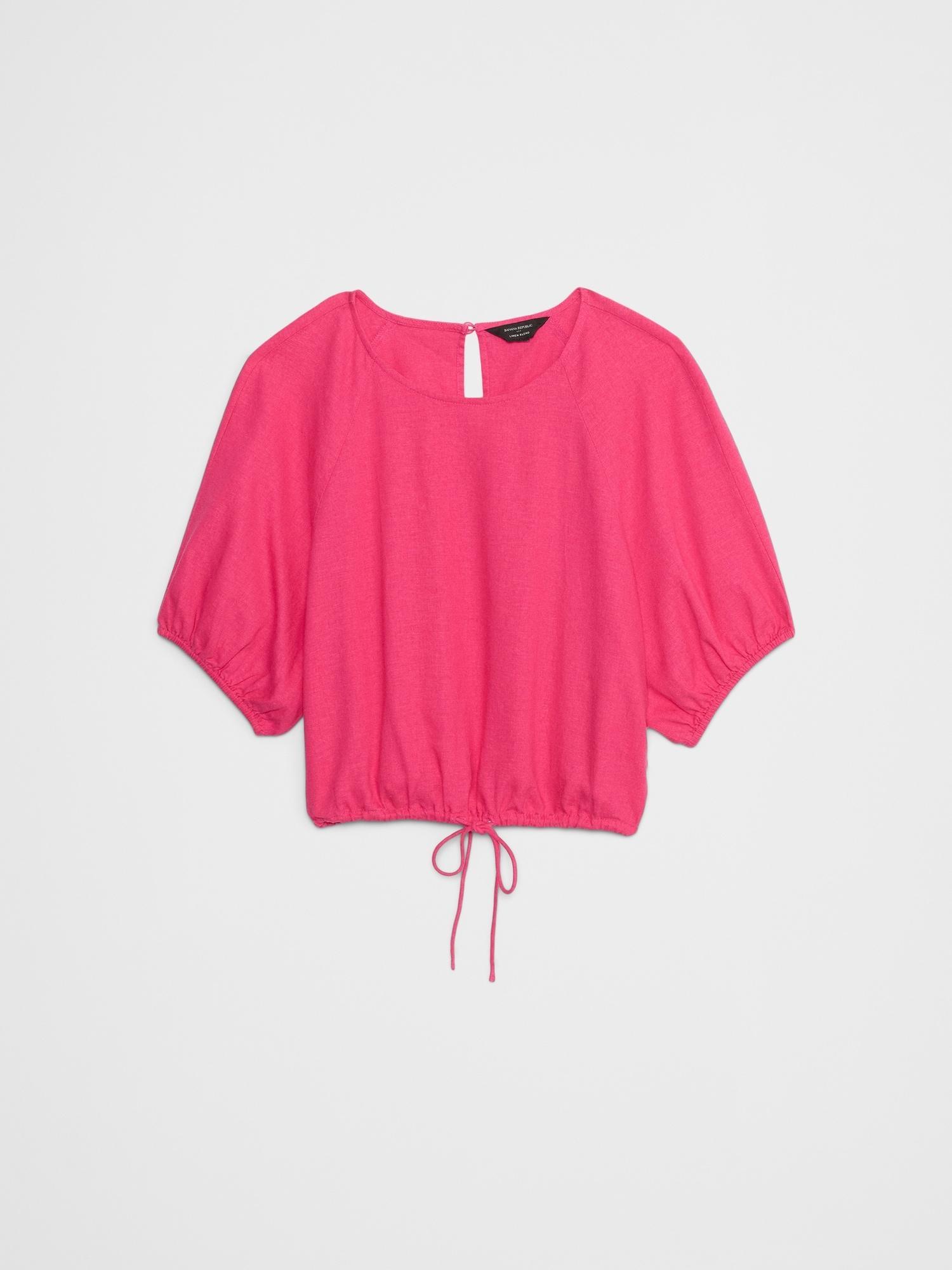 Linen-Blend Tie-Hem Top Product Image
