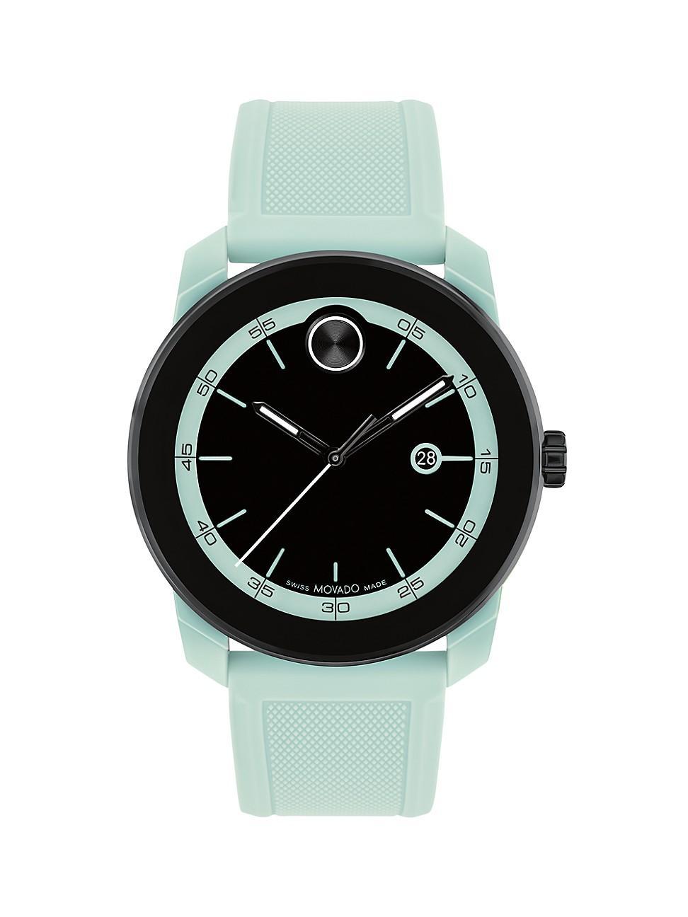 Movado Mens Swiss Bold TR90 Light Blue Silicone Strap Watch 42mm Product Image