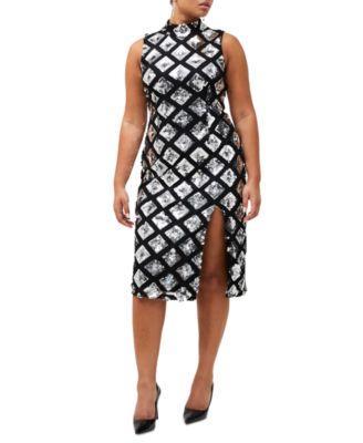 French Connection high neck embellished midi dress Product Image