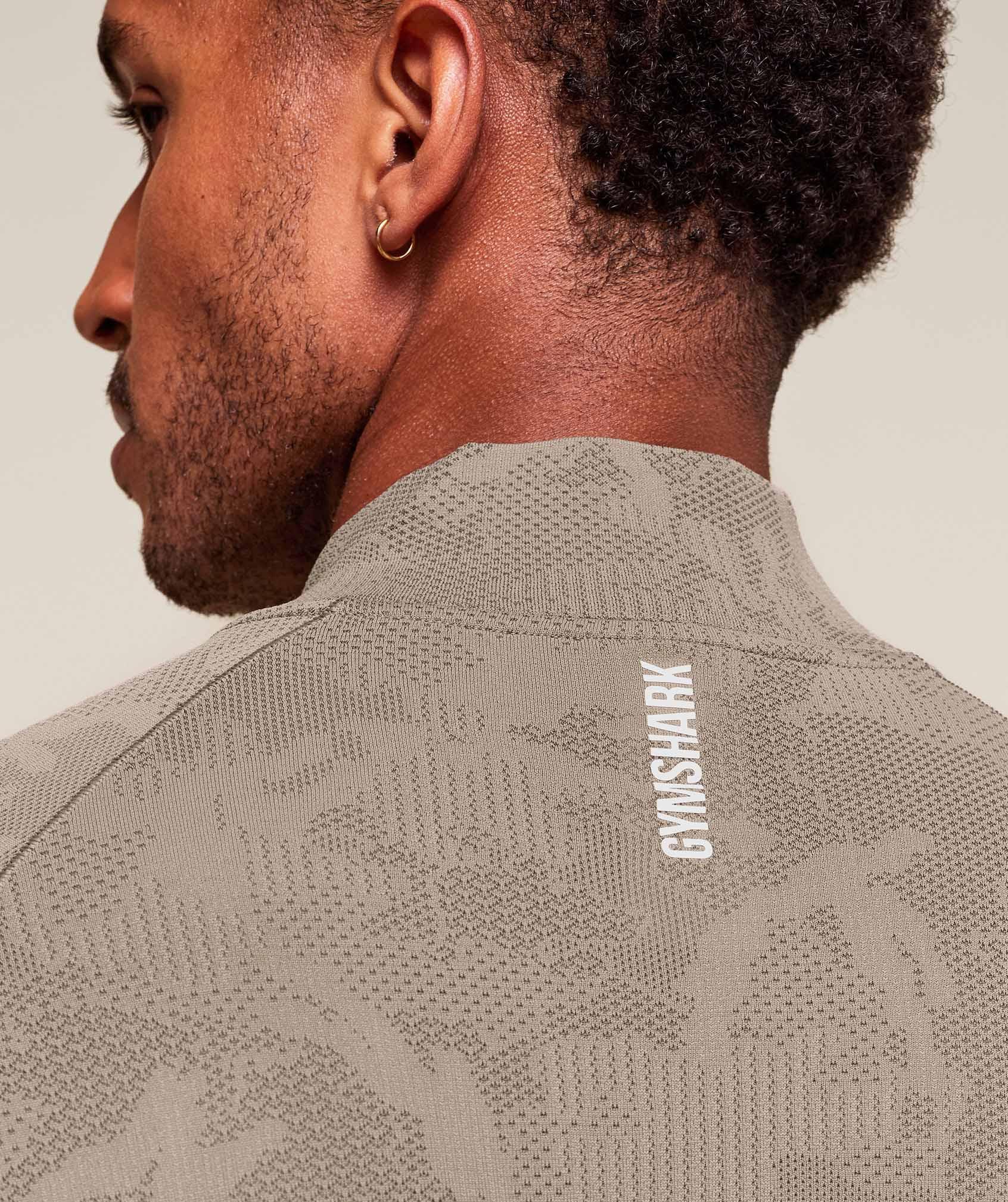 Gymshark Geo Seamless 1/4 Zip - Linen Brown/Camo Brown Male Product Image