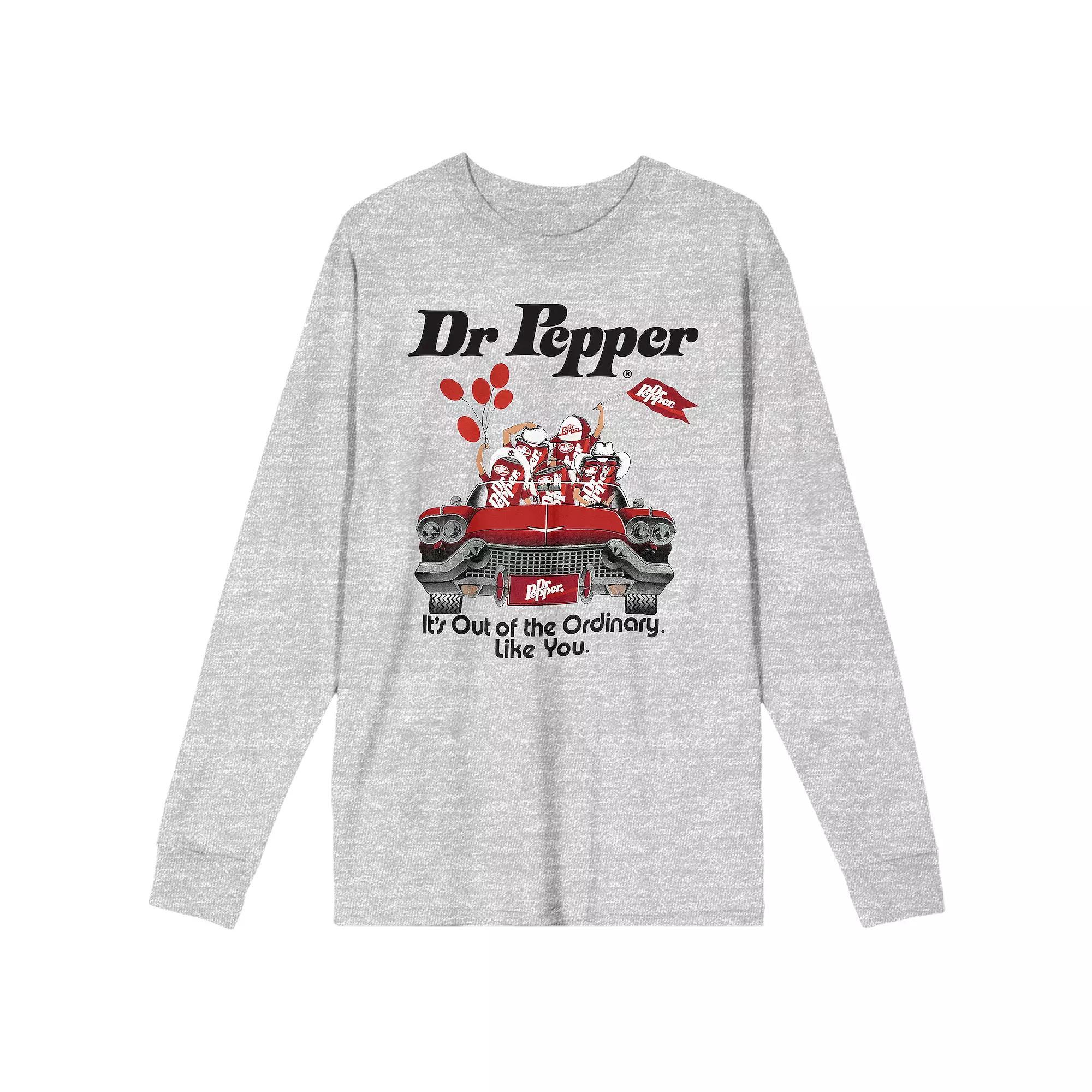 Men's Dr. Pepper Its Out Of The Ordinary Long Sleeve Graphic Tee, Size: XL, Gray Product Image