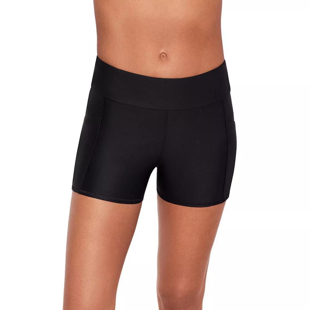 Women's Eco Beach Pocketed Biker Swim Shorts, Size: Medium, Black Product Image