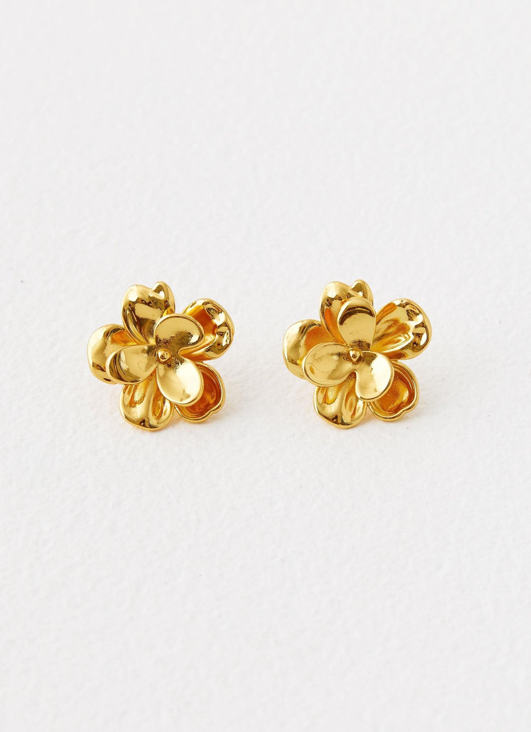 Bold Rosette Earrings - Gold Product Image